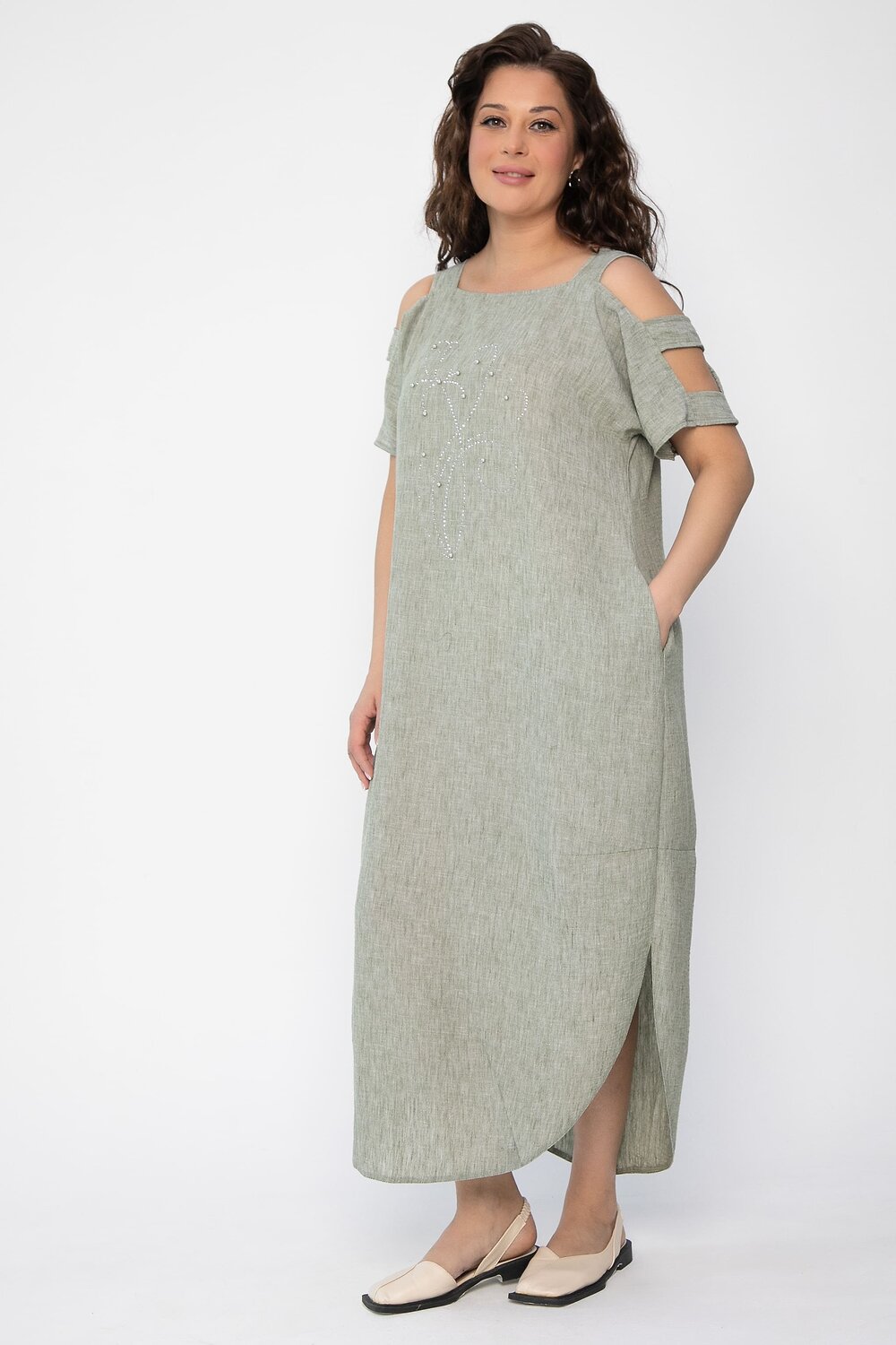 LT Collection Платье 541890 П13708-8М зеленый меланж