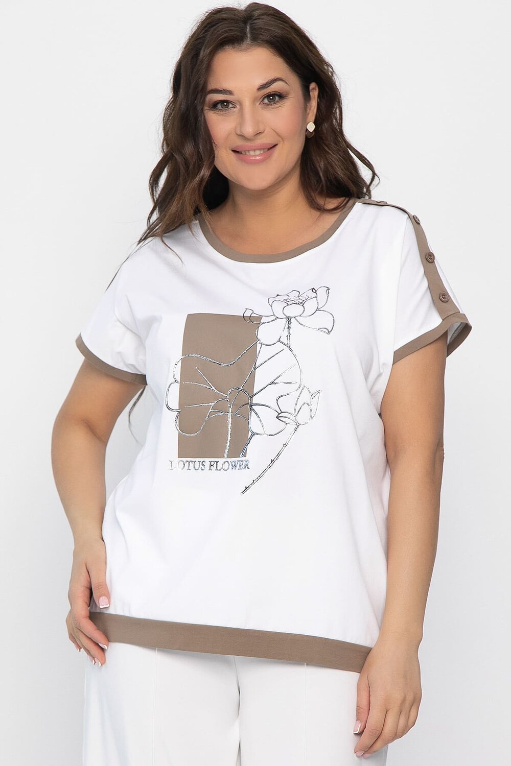 LT Collection Блуза 543030 Б13801-20М белый/коричневый