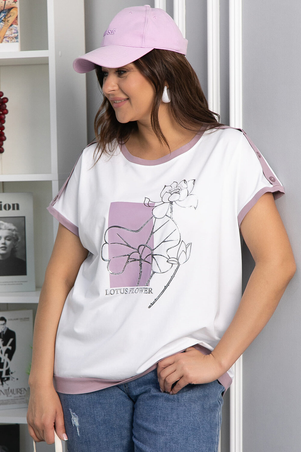 LT Collection Блуза 543032 Б13802-20М белый/сиреневый
