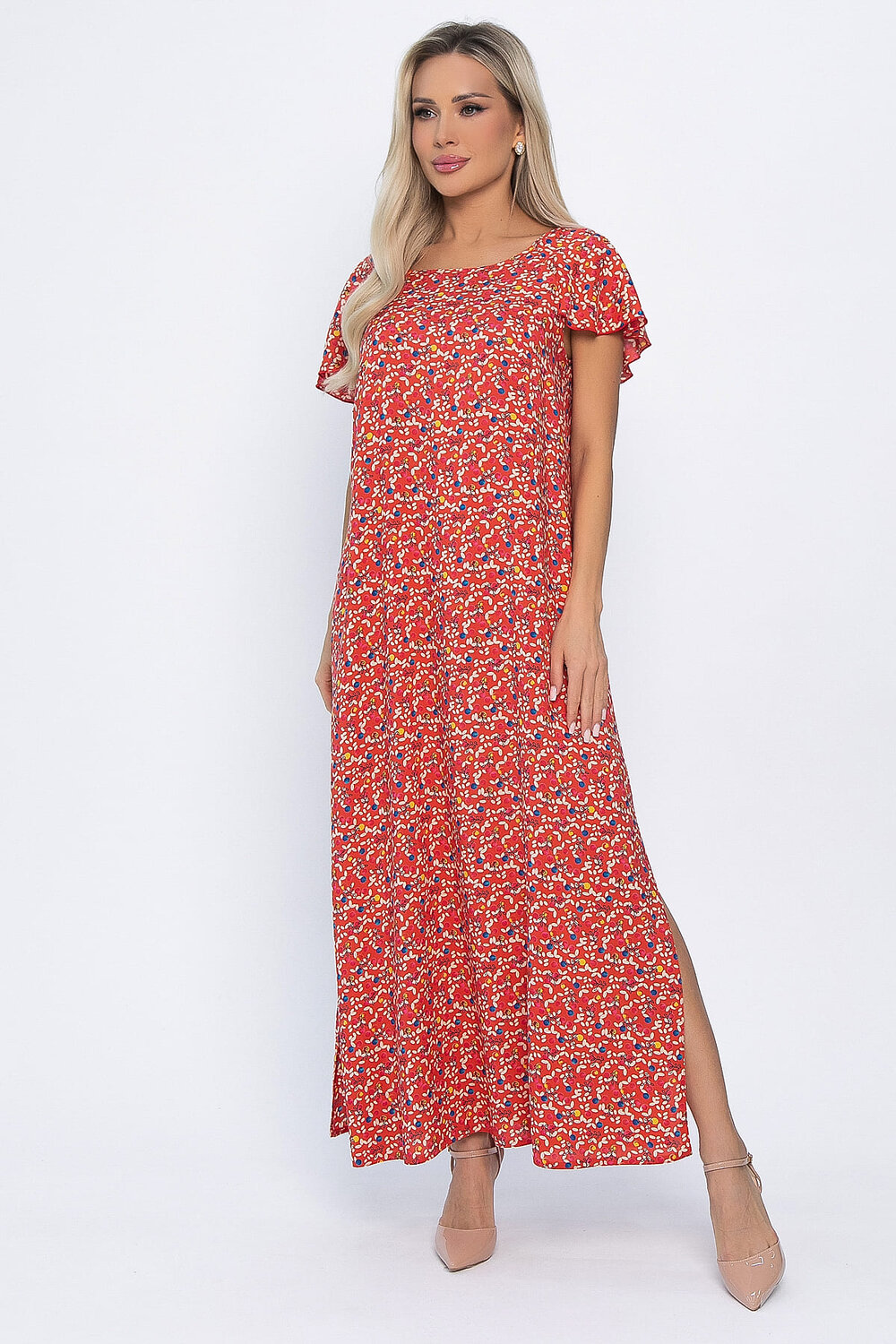 LT Collection Платье 543036 П13829-16М Красно-оранжевый