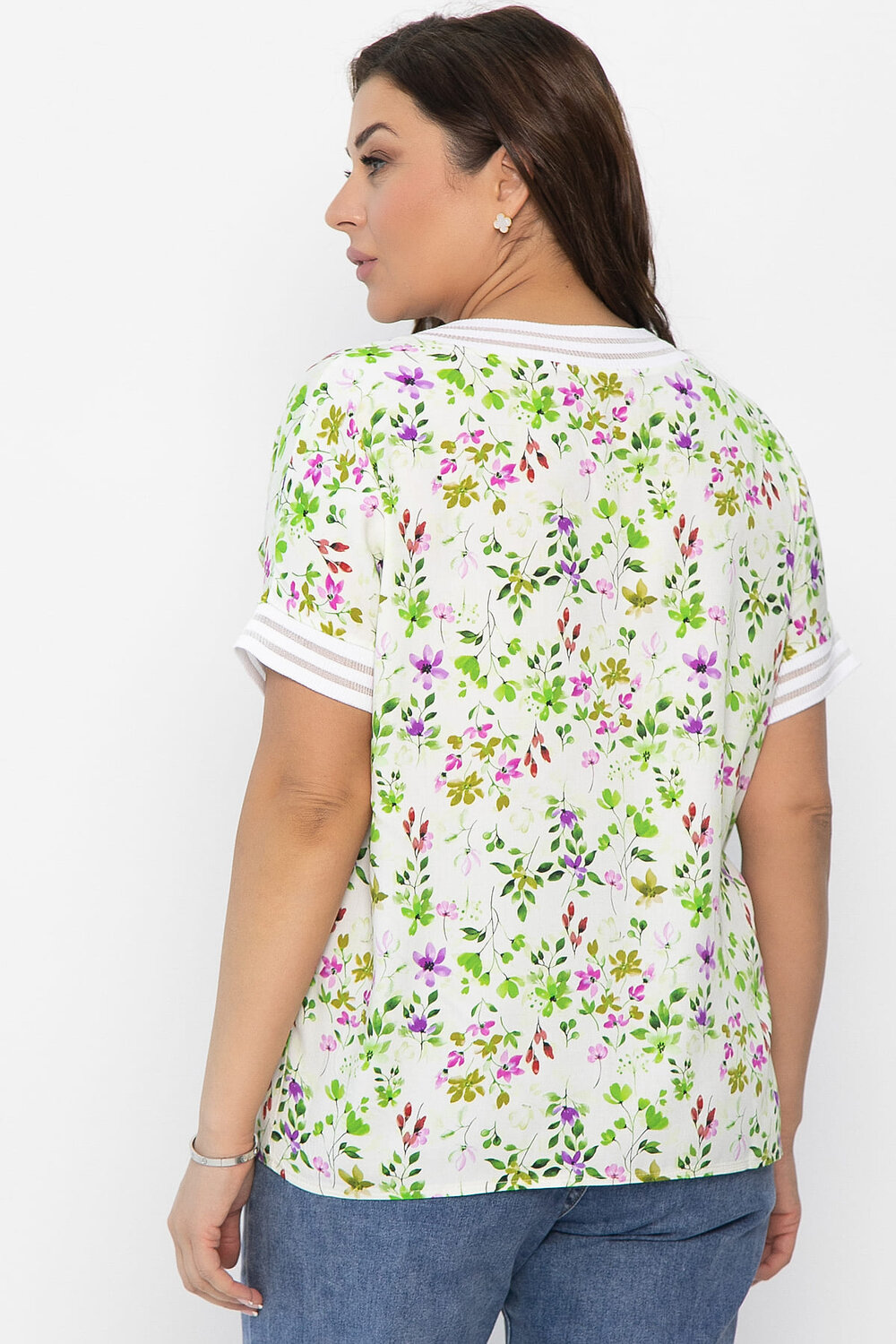 LT Collection Блуза 543203 Б13818-1М зеленый/молочный