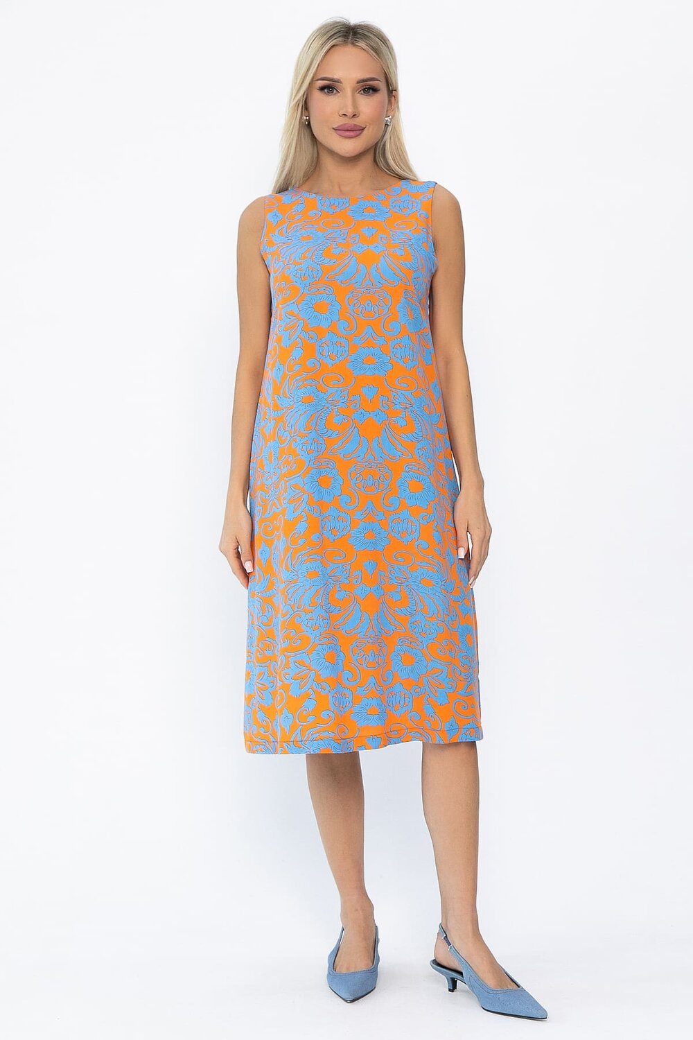 LT Collection Платье 543212 П13857-25М оранжевый/голубой