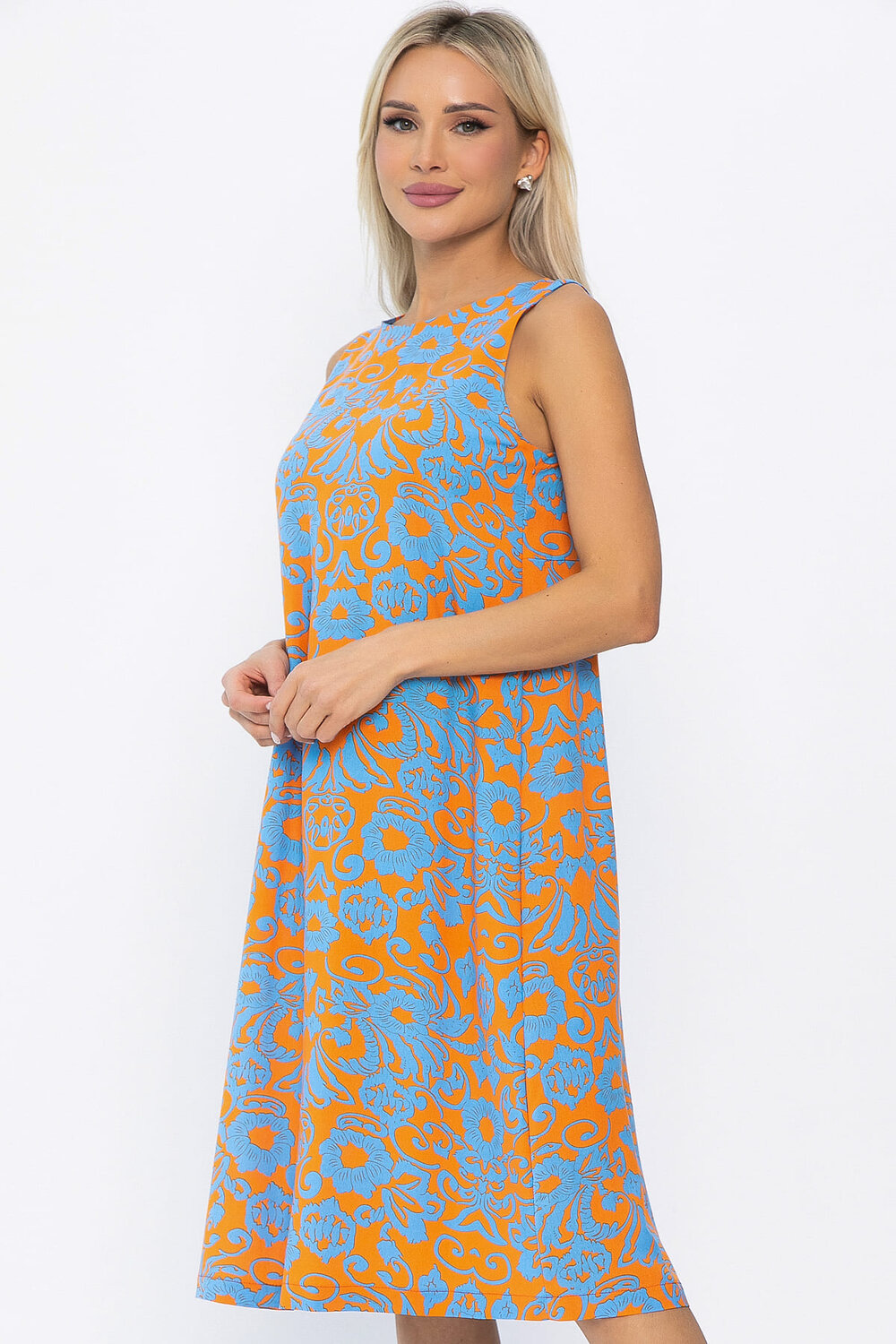 LT Collection Платье 543212 П13857-25М оранжевый/голубой