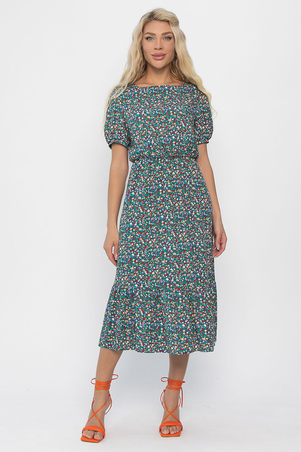 LT Collection Платье 543214 П13858-35М зеленый/мультиколор