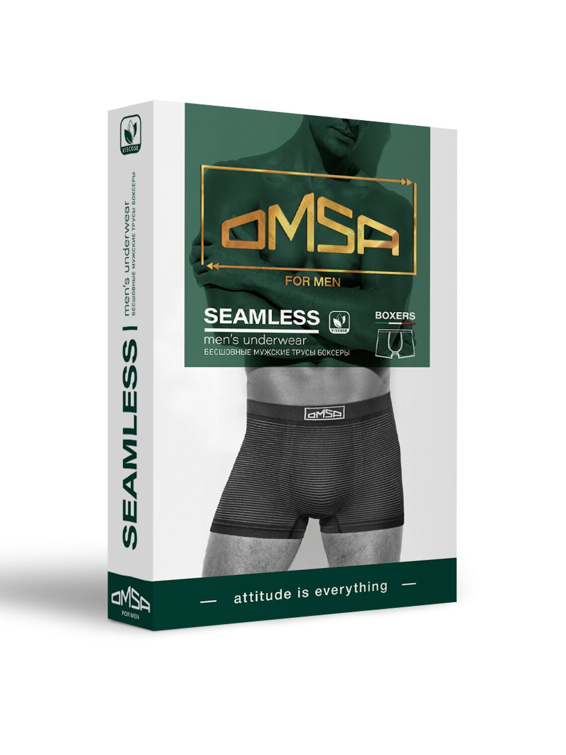 Omsa Трусы 544114 OmU 2221S Stripes Боксеры муж. бесшовные, VI Bianco (Белый)