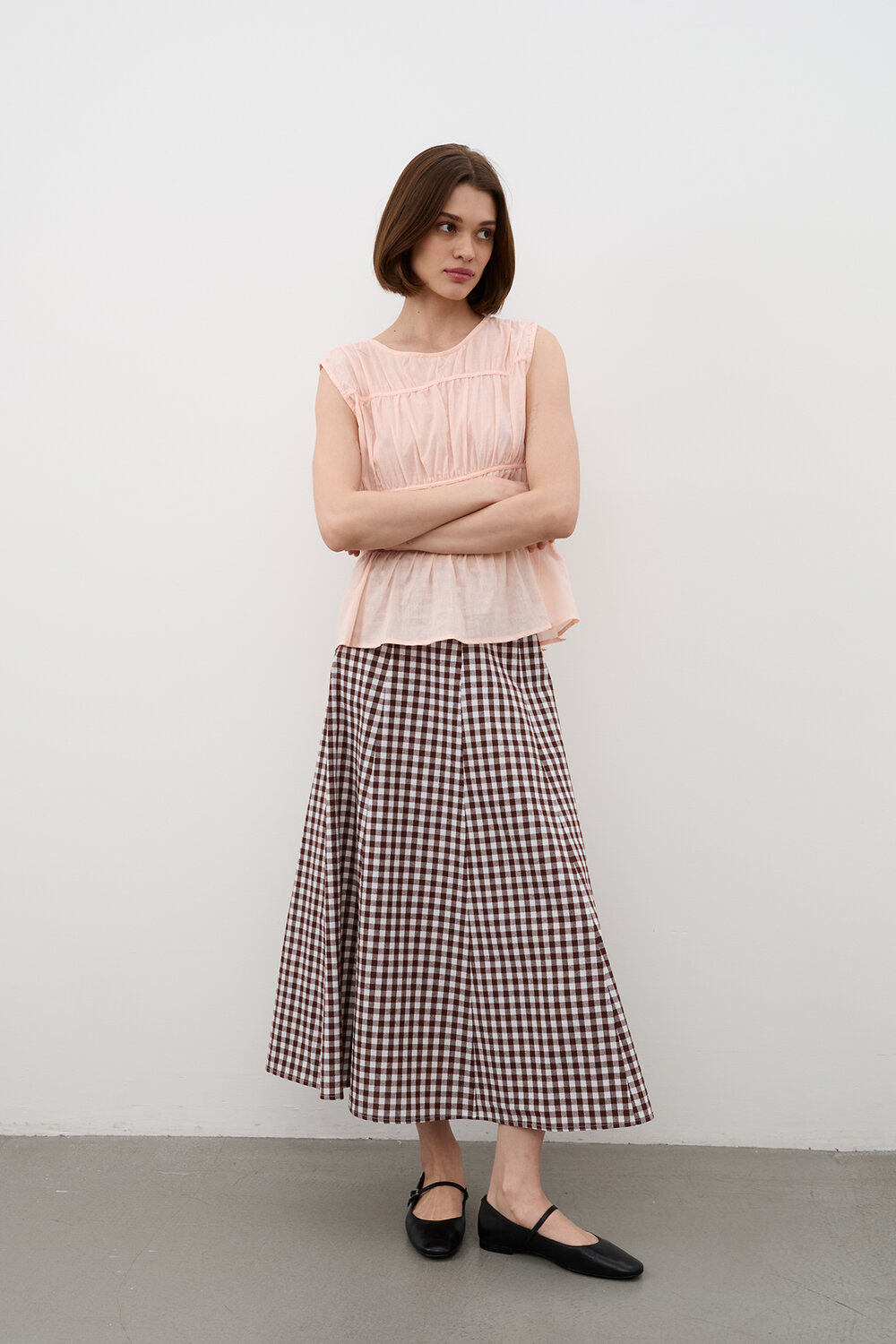 RISE Юбка 544678 SKRT2534_Brown Checkers Коричневый, белый