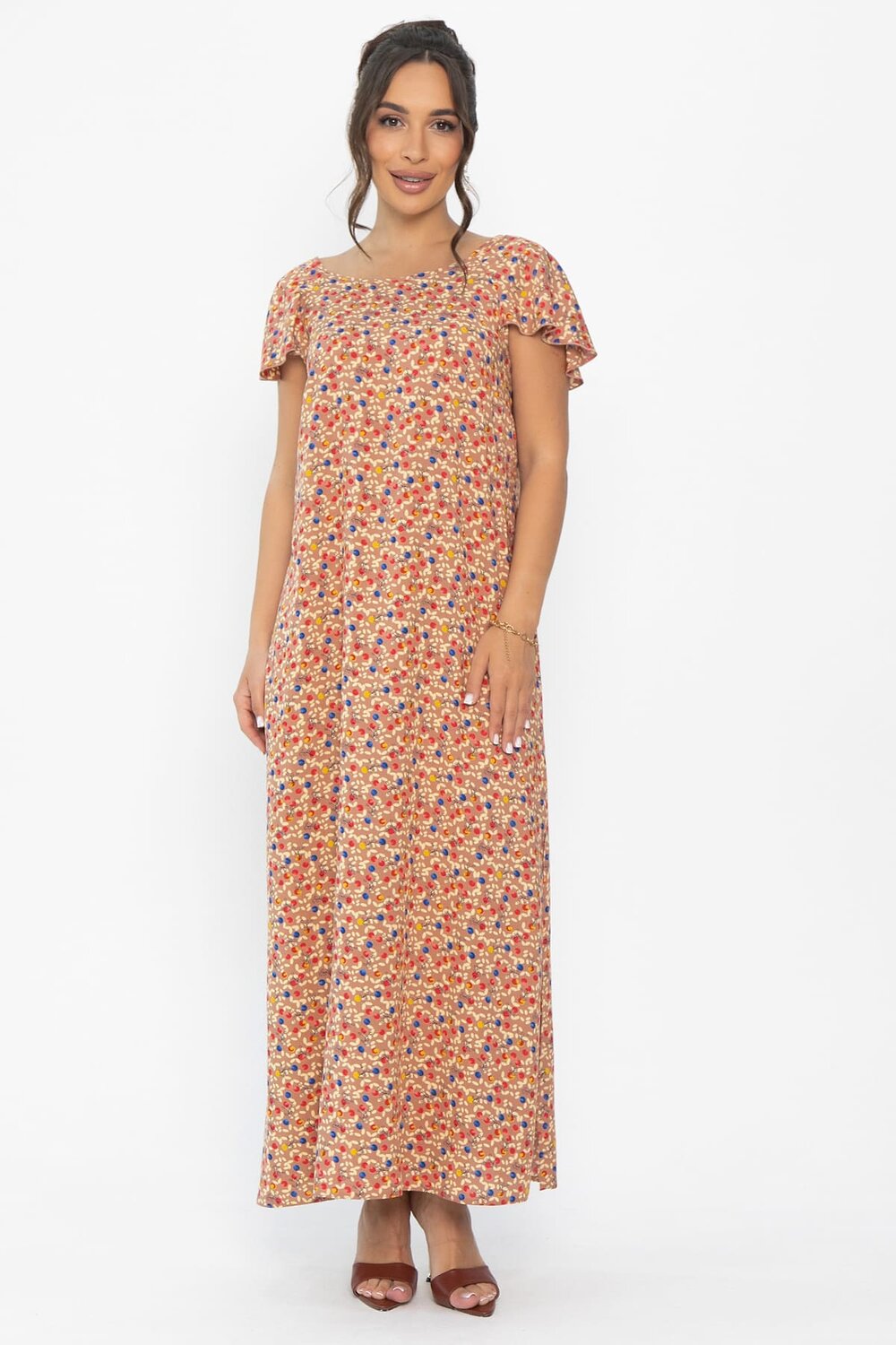 LT Collection Платье 544791 П13882-16М бежевый/мультиколор
