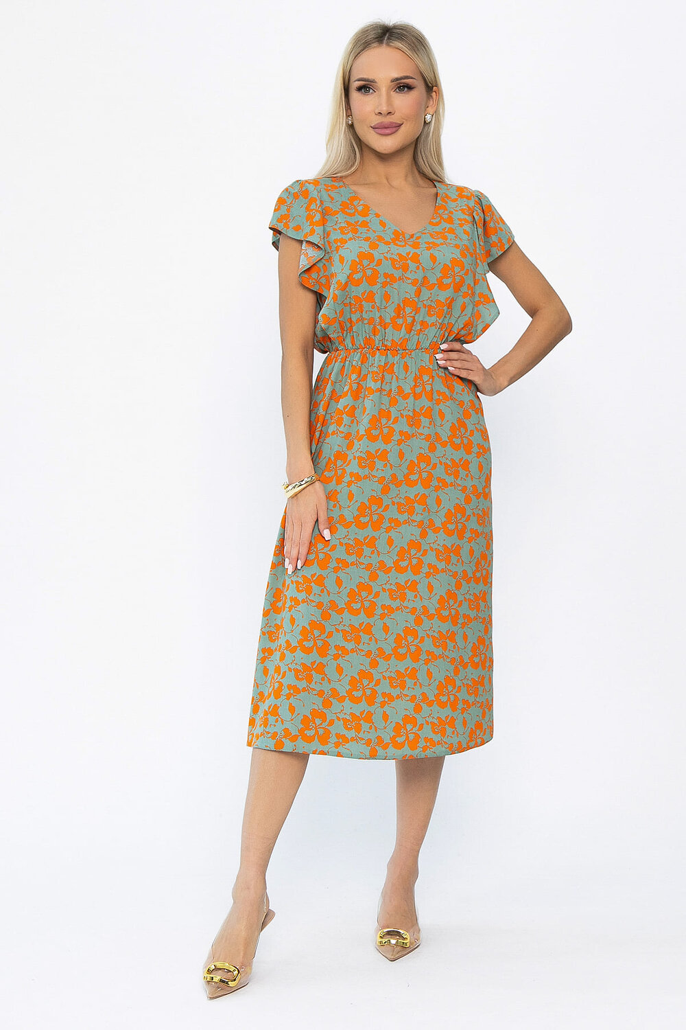 LT Collection Платье 544801 П13933-35М Оливково-оранжевый