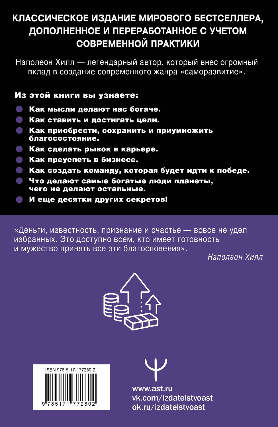 АСТ Хилл Наполеон "Думай и богатей! Самое полное издание, исправленное и дополненное" 545244 978-5-17-177280-2