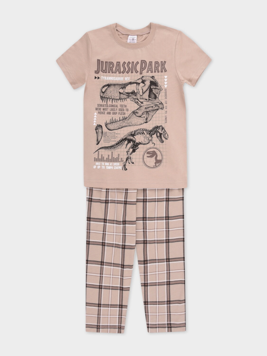CROCKID Пижама 545676 К 1599-1 темно-бежевый, шотландская клетка