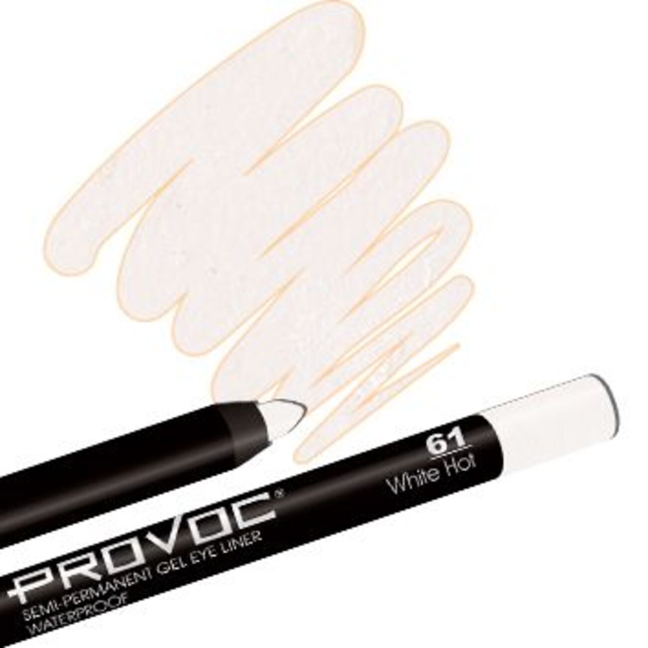 Provoc Гелевый карандаш-подводка для глаз водостойкий / Semi Permanent Gel Eye Liner №61 White Hot, белый матовый 545851 7840