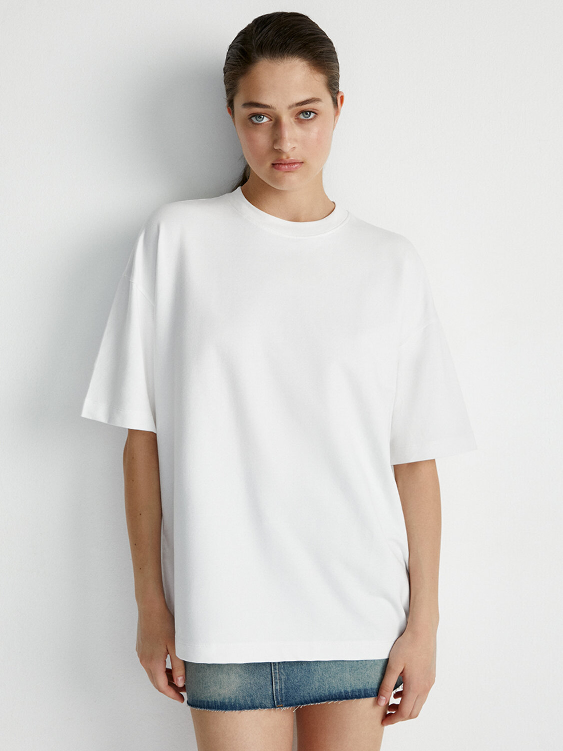 Omsa Футболка 546383 OmD 14503ST Футболка женская OVERSIZE (футер), CO+EL Bianco Perla (Белый)