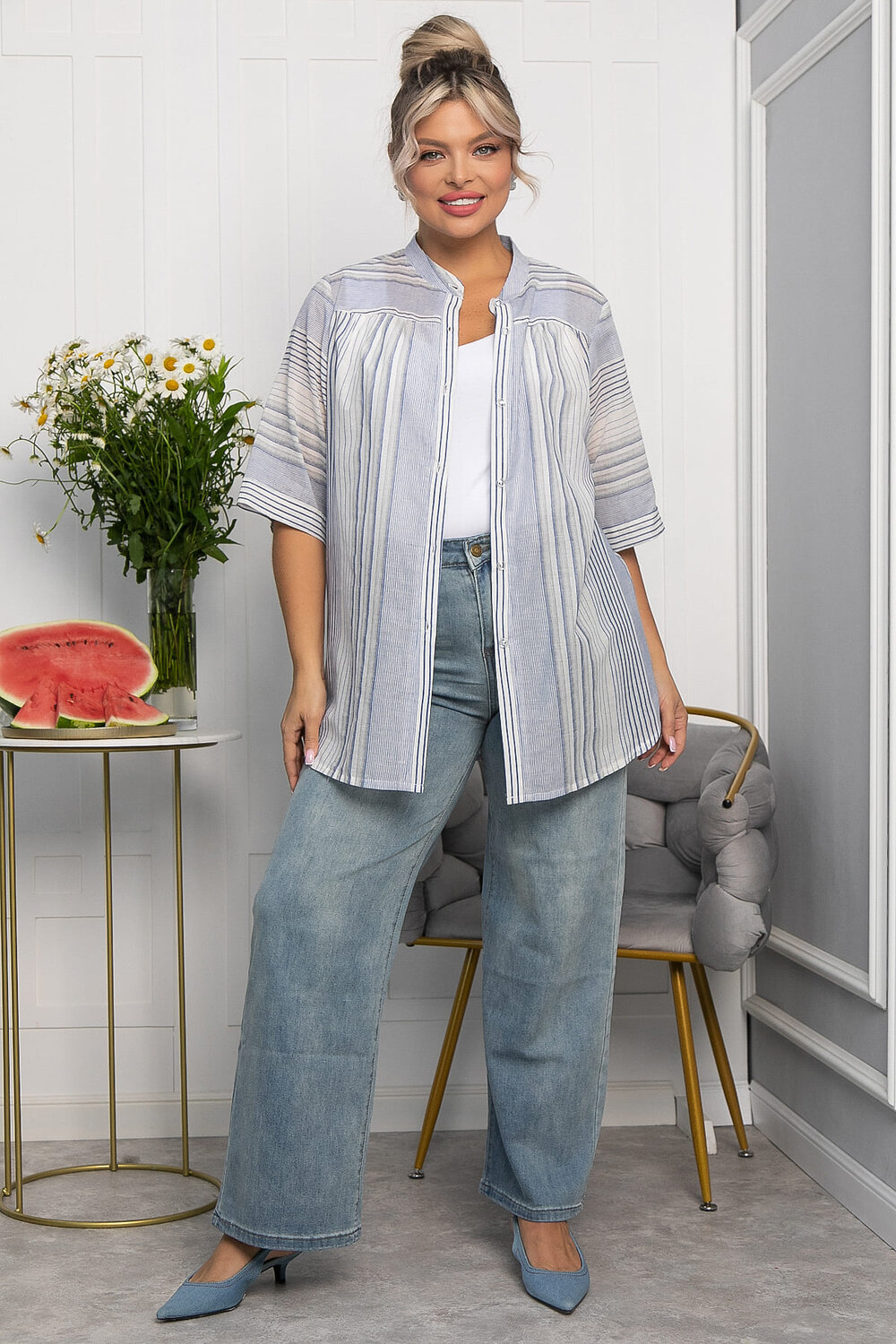 LT Collection Блуза 546399 Б13876-24М голубой