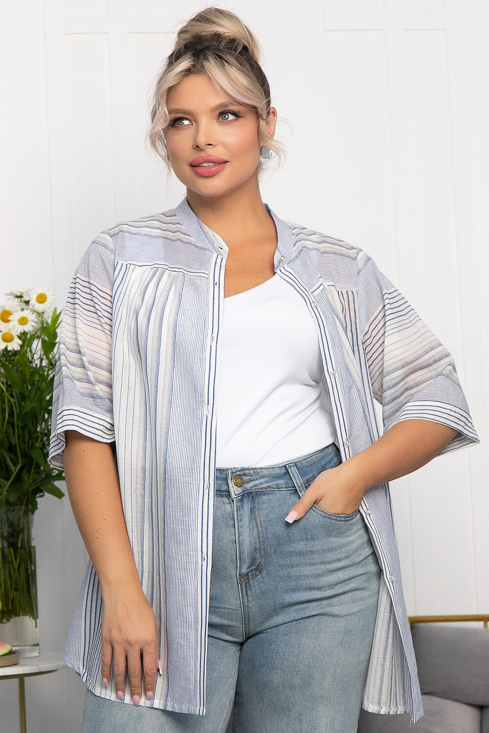 LT Collection Блуза 546399 Б13876-24М голубой