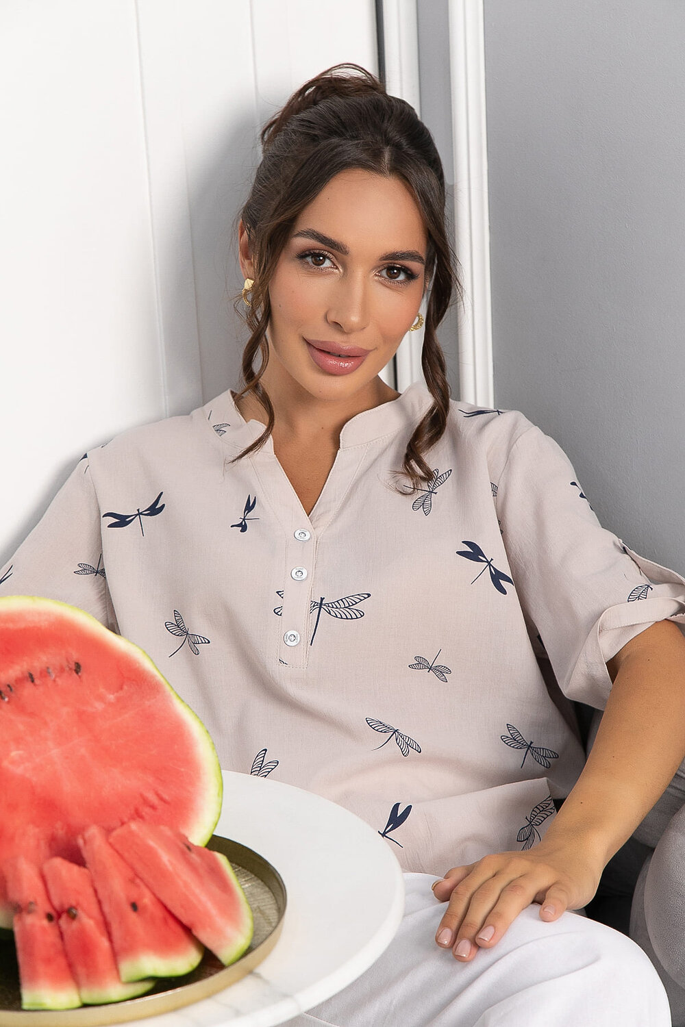 LT Collection Блуза 546425 Б13974-20М светло-бежевый