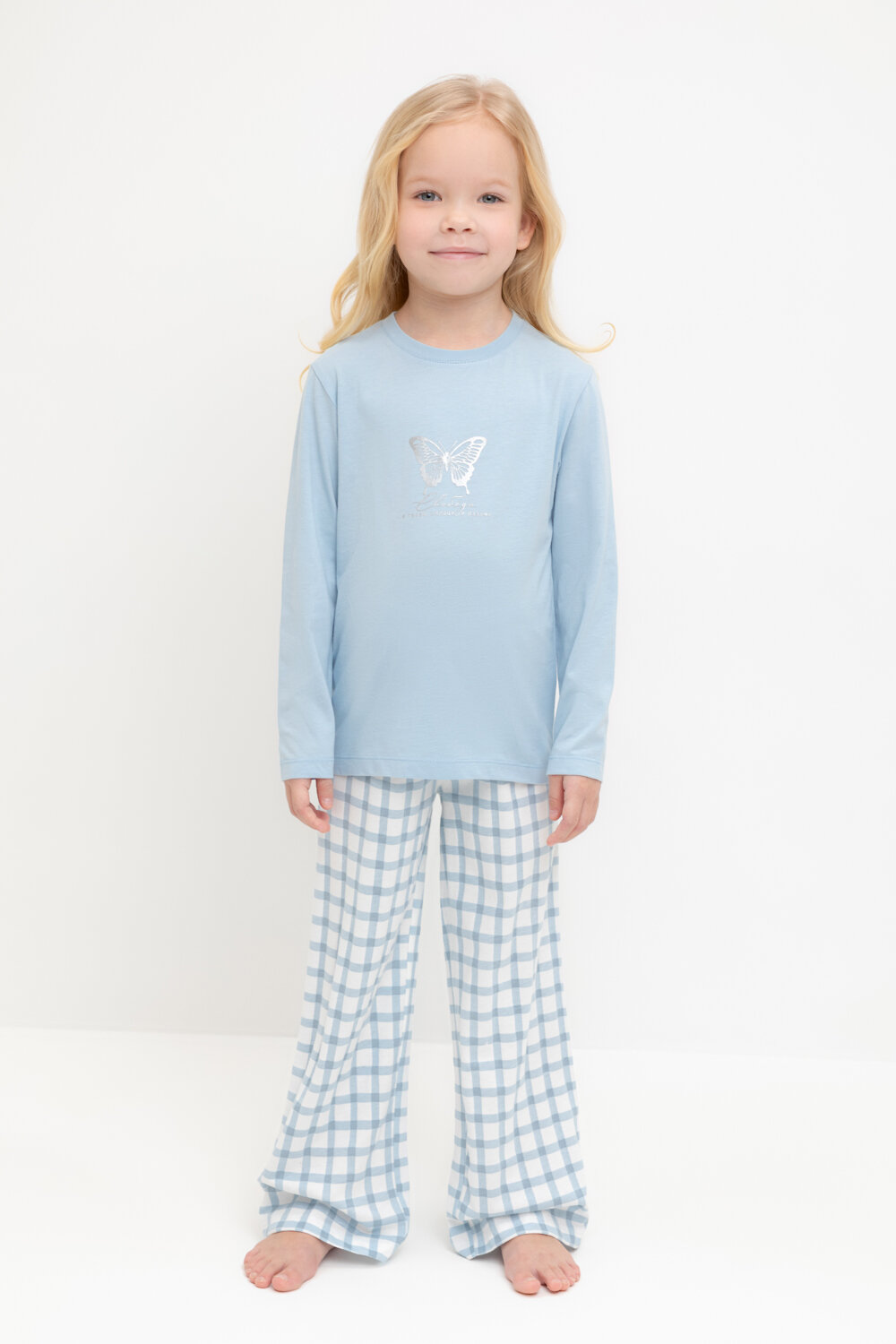 CROCKID Пижама 547477 К 1623 голубое стекло, клетка