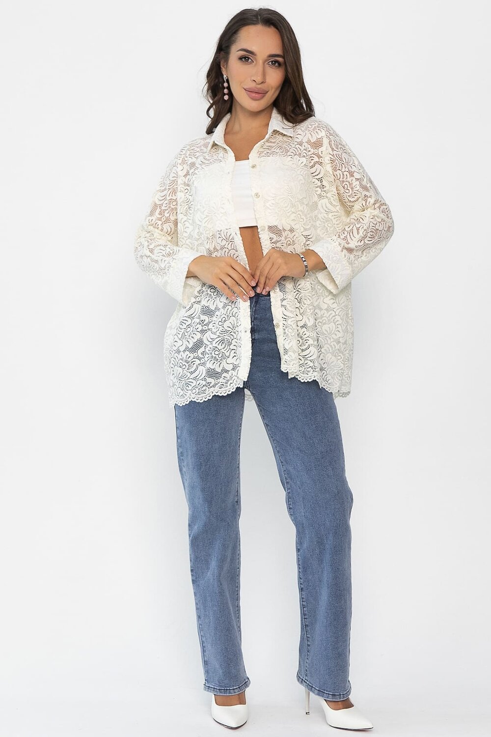 LT Collection Рубашка 548371 Б14048-10М молочный