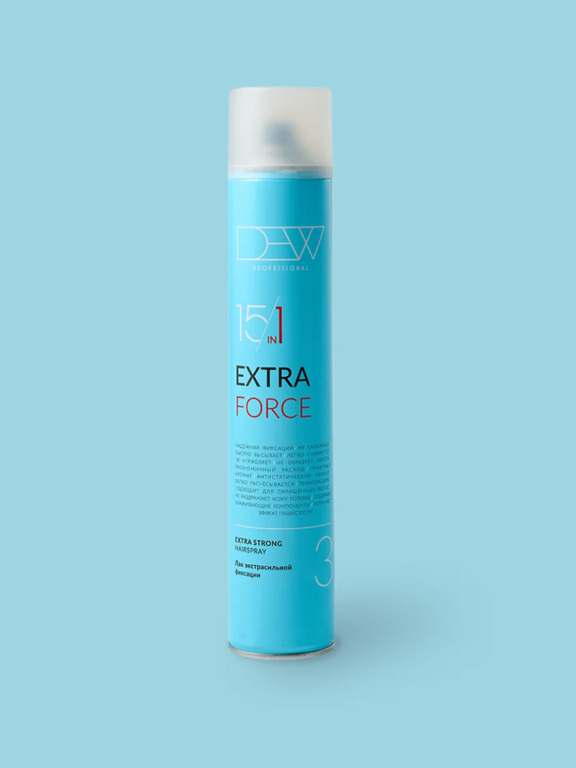 DEW Professional Лак для волос экстрасильной фиксации / 15 in 1 Extra Force, 500 мл 548636 27960