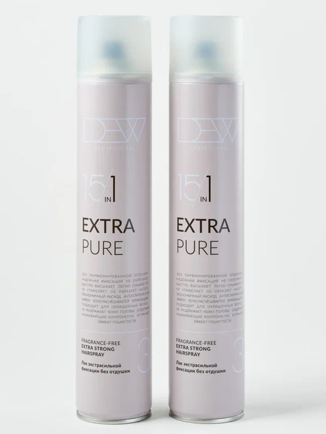 DEW Professional Лак для волос экстрасильной фиксации без отдушки / Extra Pure, 500 мл 548637 27961