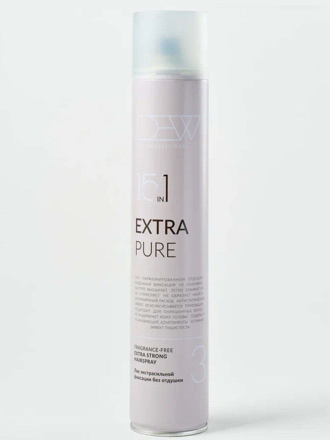 DEW Professional Лак для волос экстрасильной фиксации без отдушки / Extra Pure, 500 мл 548637 27961