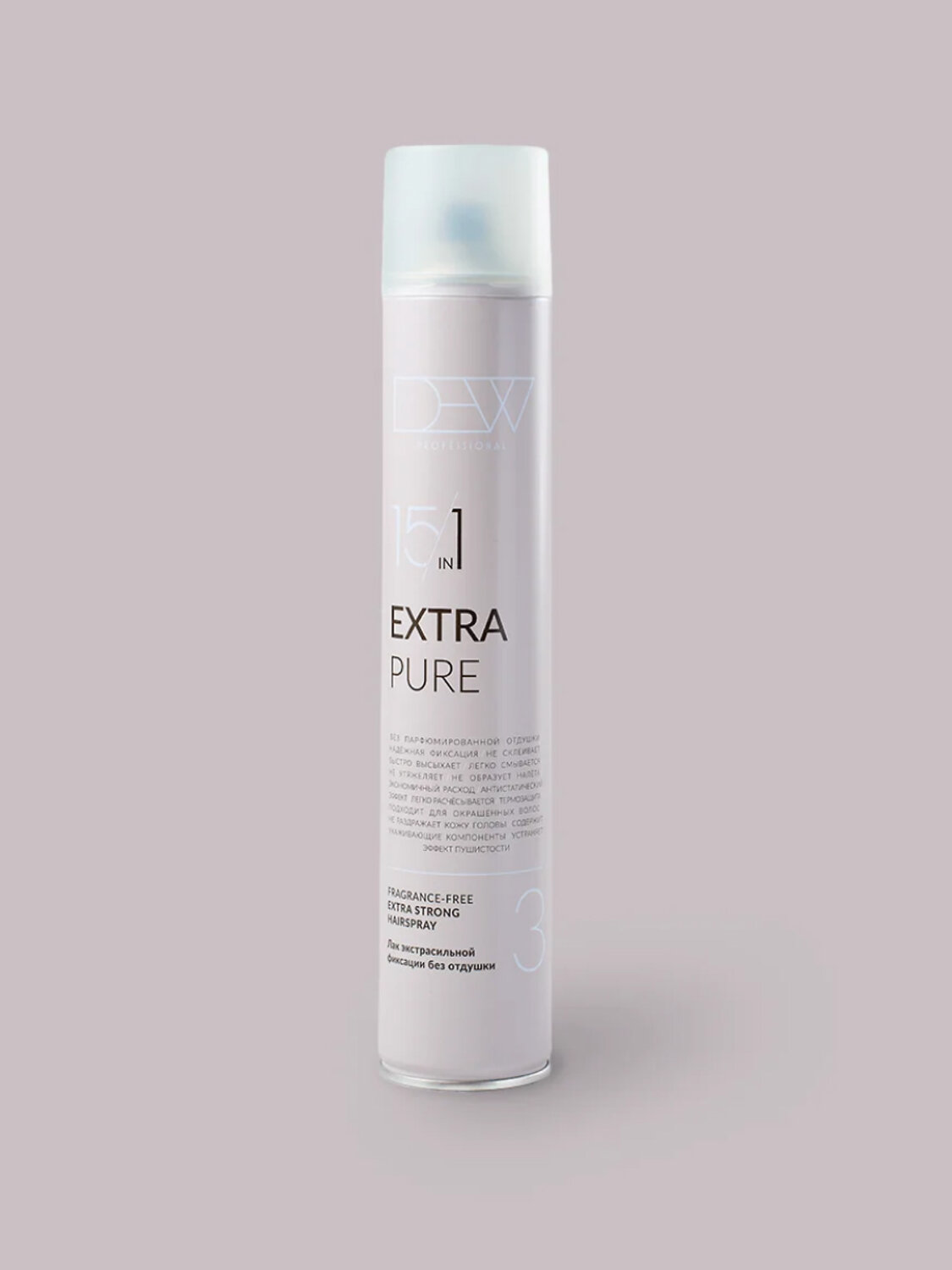 DEW Professional Лак для волос экстрасильной фиксации без отдушки / Extra Pure, 500 мл 548637 27961