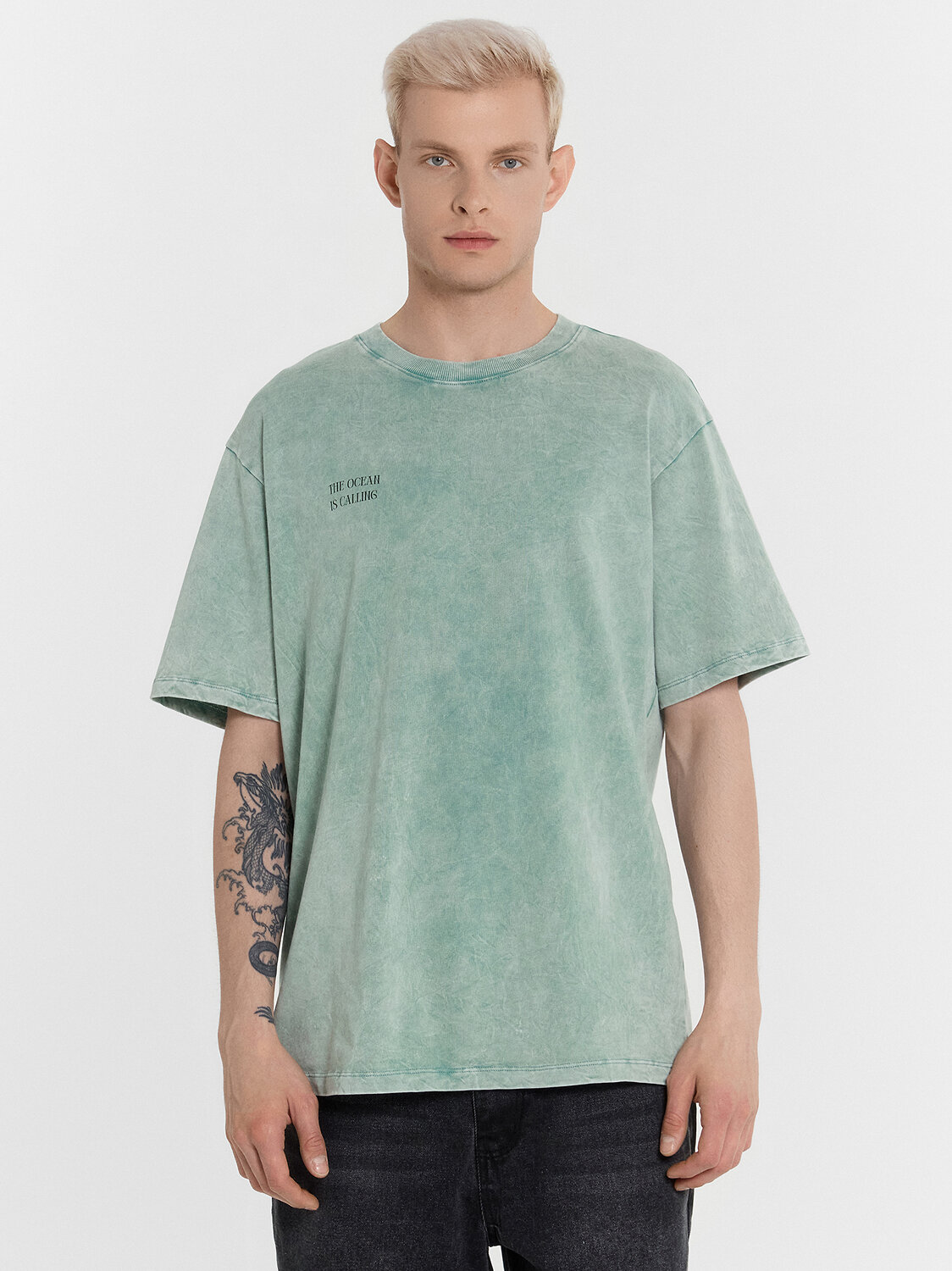 MARK FORMELLE Футболка 549116 111846 ACID WASH бирюзовый +печать