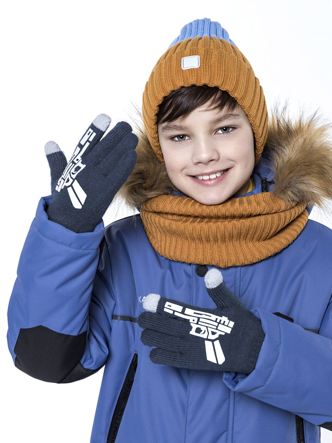 NIKASTYLE Перчатки 550533 15з17125 джинсовый принт