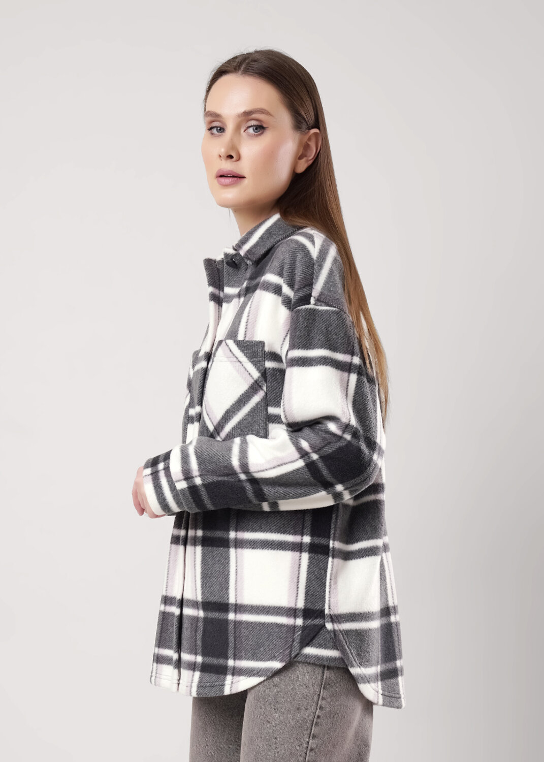 CLEVER Куртка 556186 LJ15-103/3 т.серый/молочный