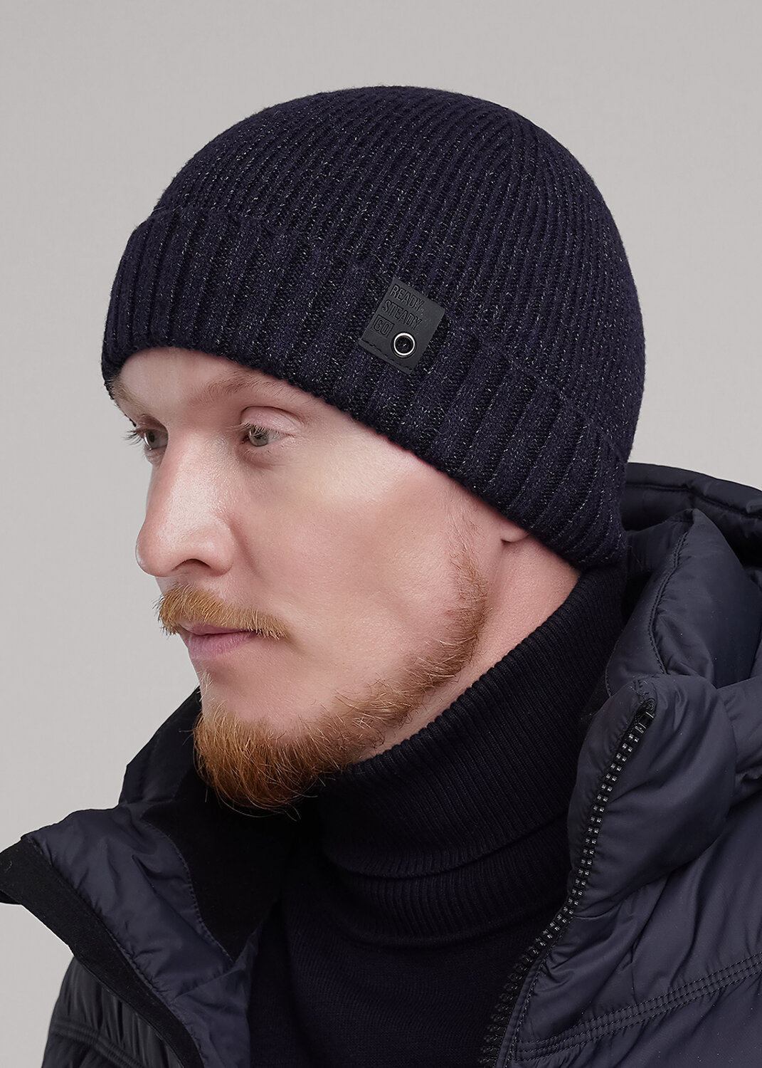 CLEVER Шапка 556209 433813вн т.синий/меланж чёрный