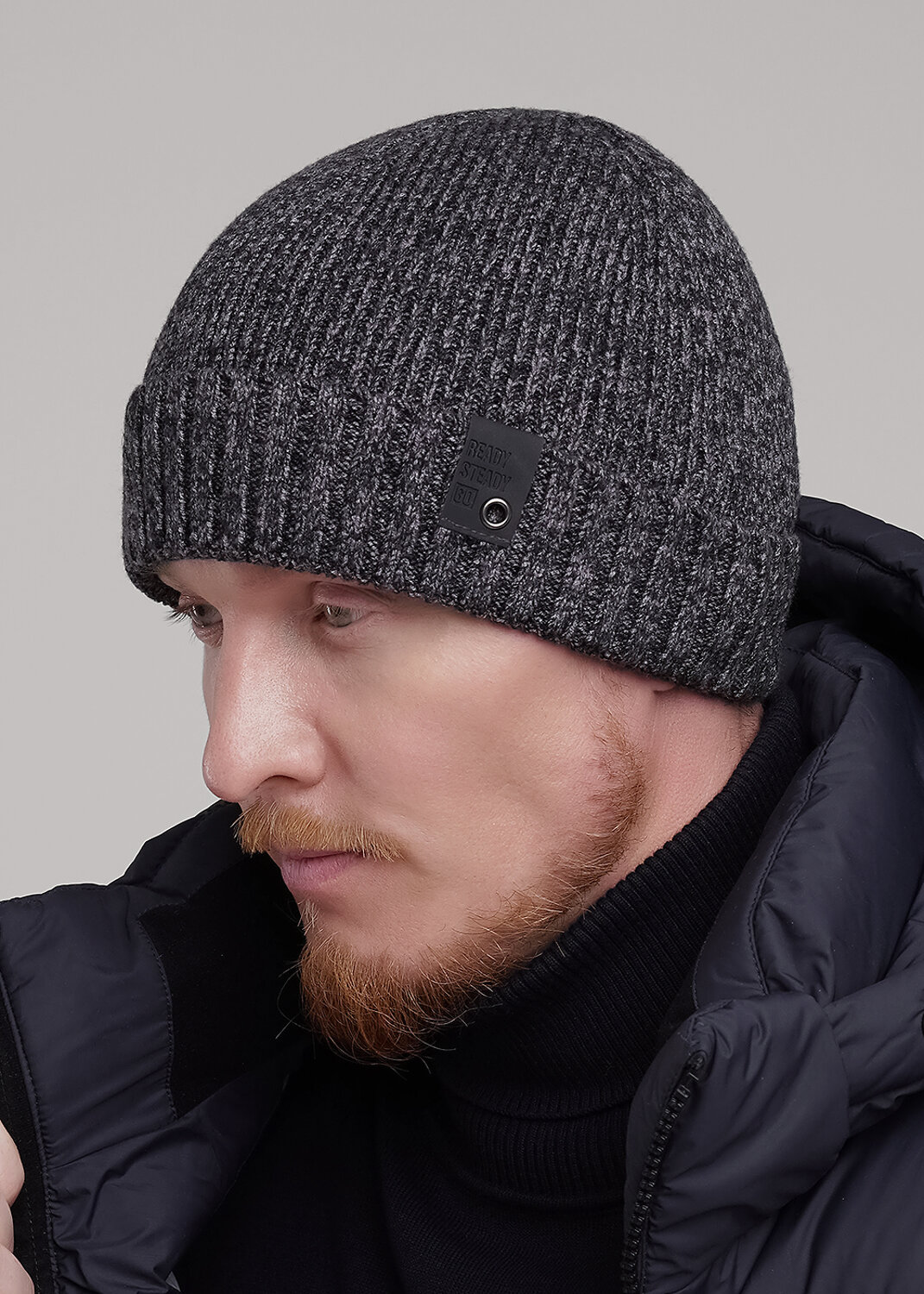 CLEVER Шапка 556222 433813вн меланж серый/меланж чёрный
