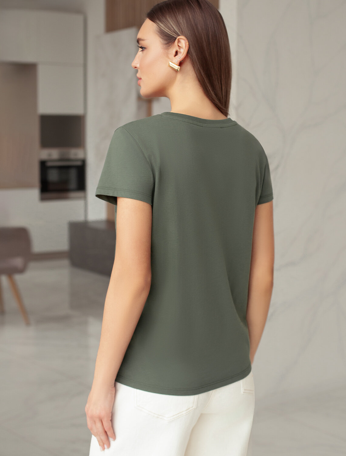 VILATTE Футболка 557916 D49.092 т.оливковый_perfect