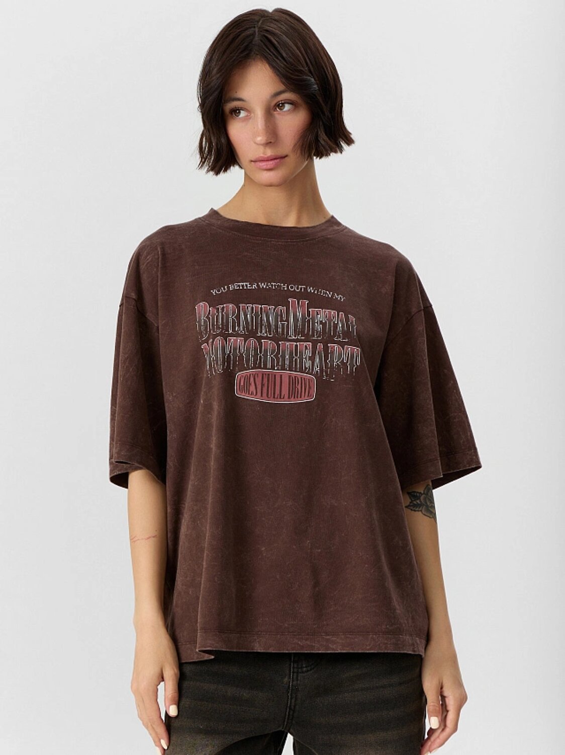 MARK FORMELLE Футболка 559230 112961-1 ACID WASH коричневый +печать