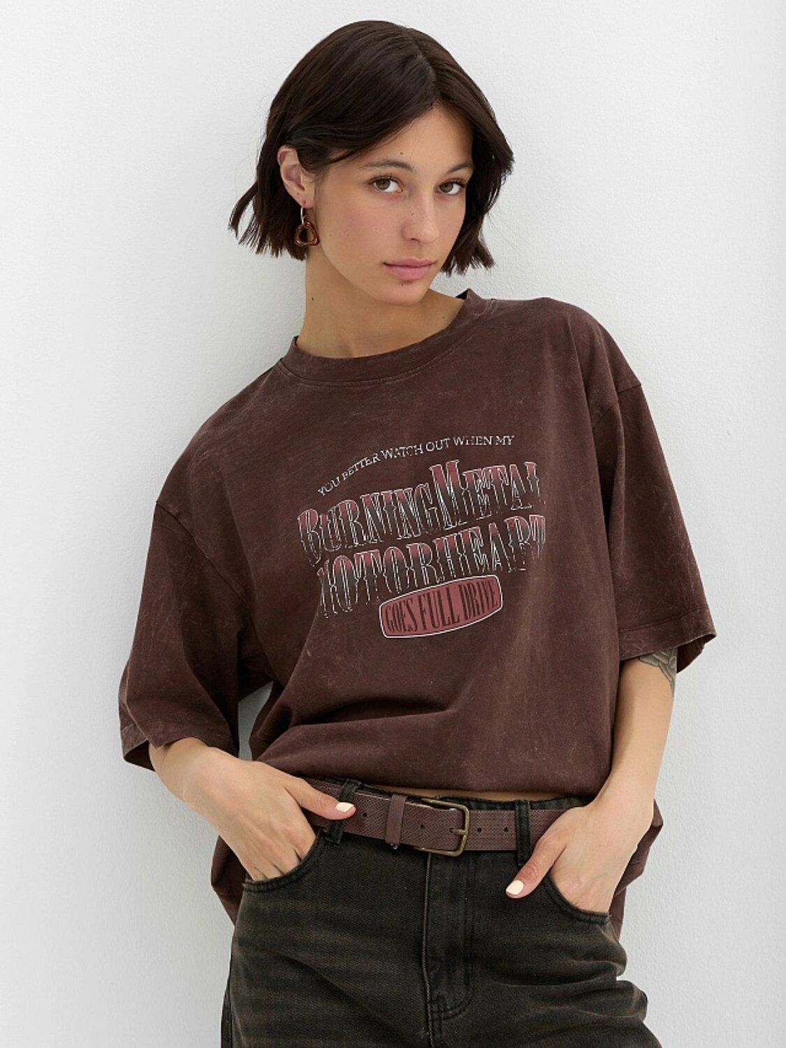MARK FORMELLE Футболка 559230 112961-1 ACID WASH коричневый +печать