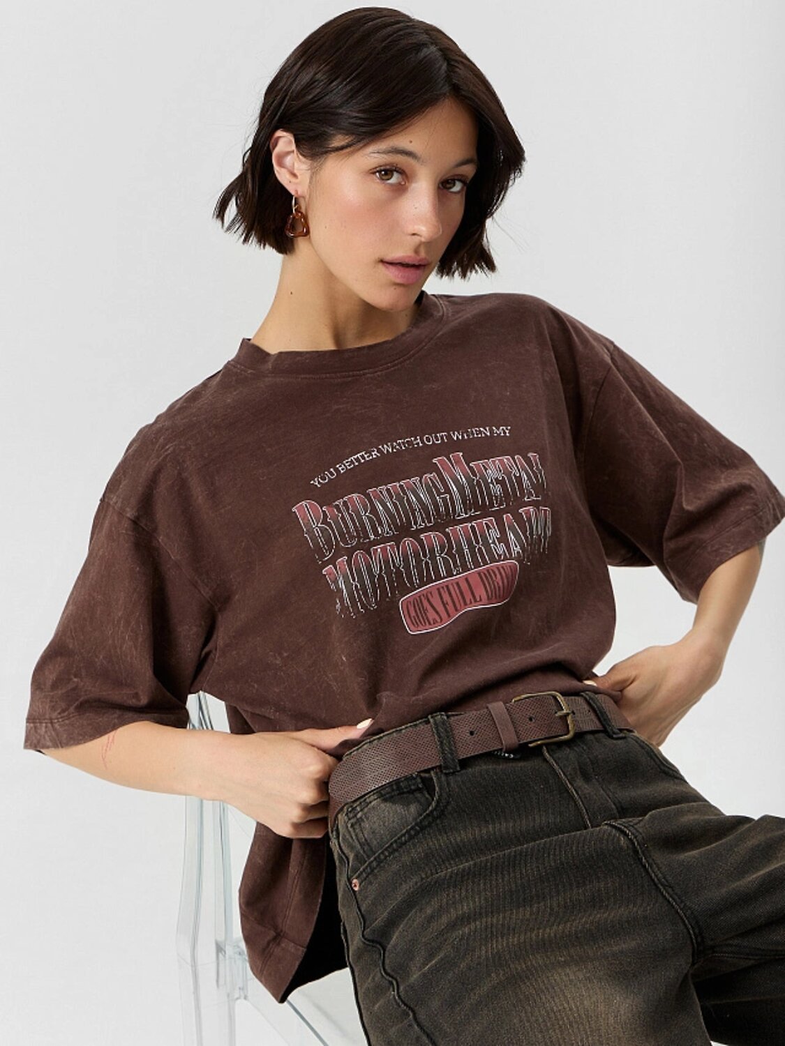 MARK FORMELLE Футболка 559230 112961-1 ACID WASH коричневый +печать