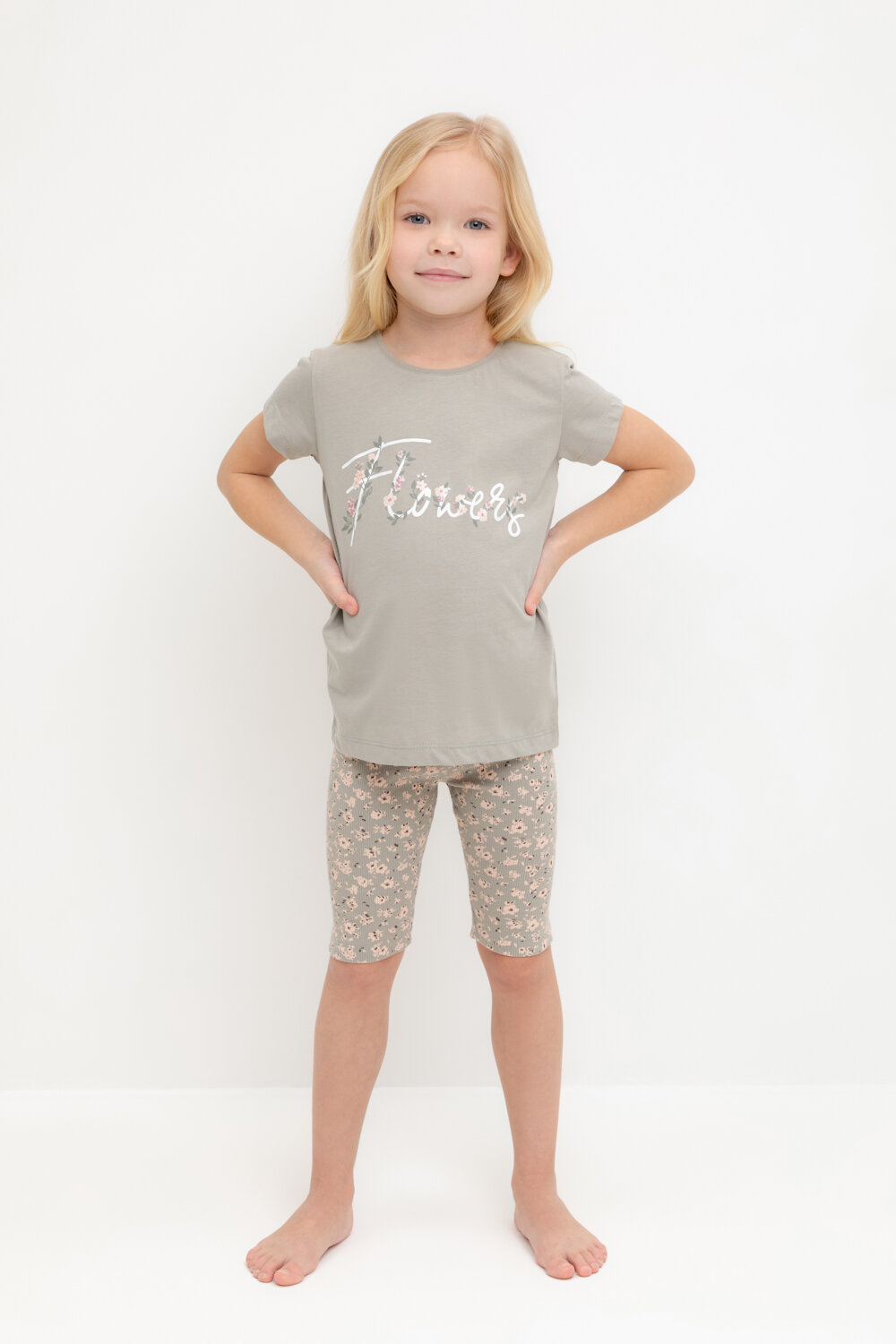 CROCKID Пижама 559504 К 1647-1 пыльно-оливковый, полевые цветы