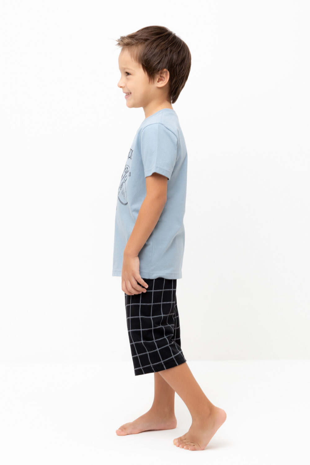 CROCKID Пижама 559510 К 1528 пыльно-синий, двойная клетка