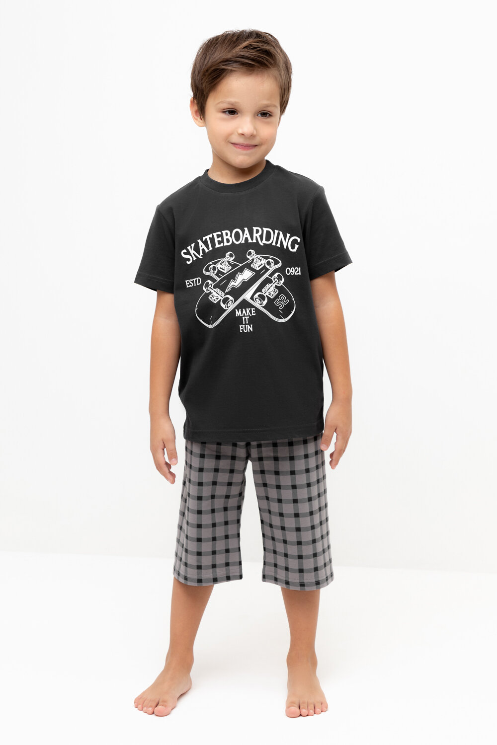 CROCKID Пижама 559512 К 1528 черный песок, клетка
