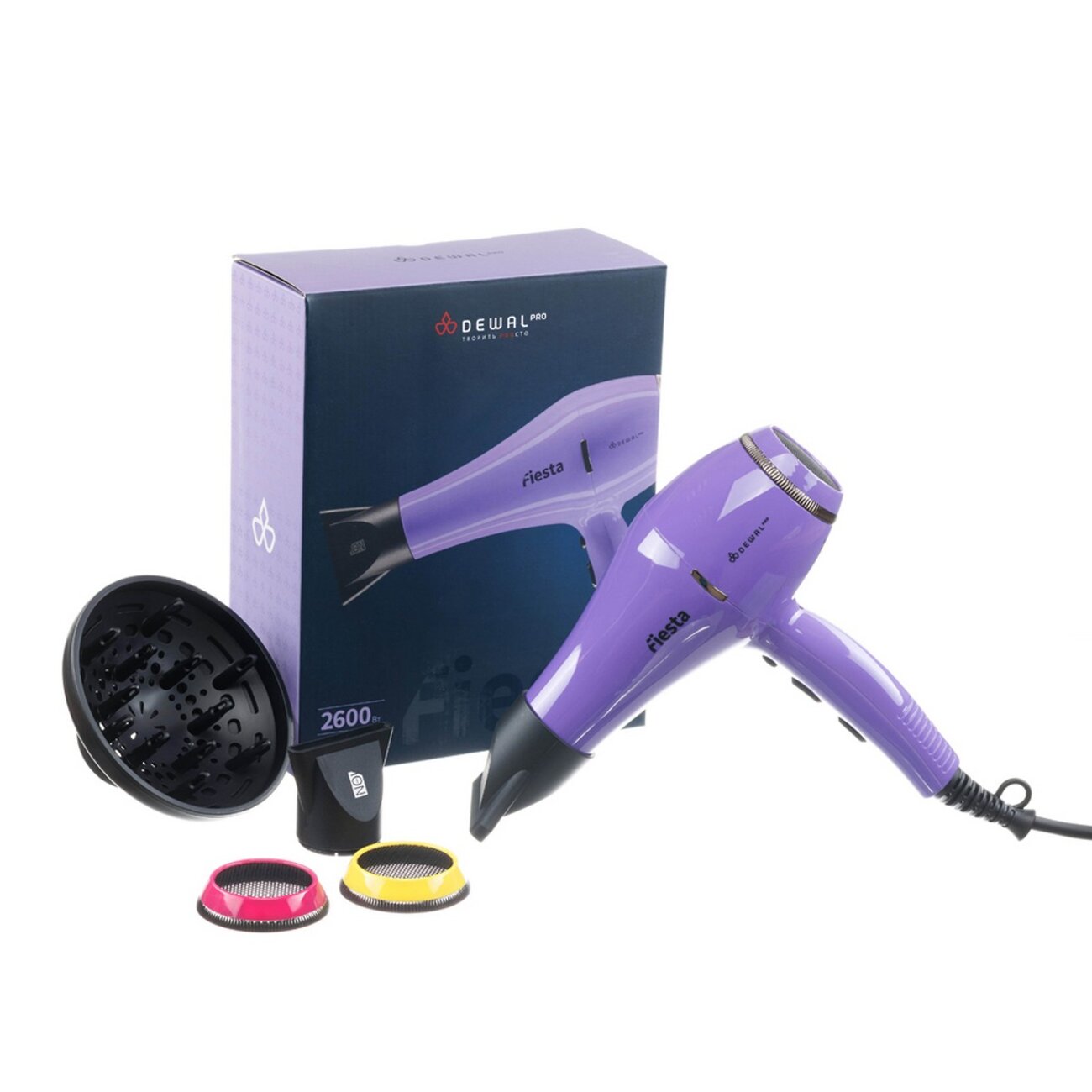 Dewal Фен для волос с ионизацией / Fiesta 03-2010 Lavender, 2600 Вт 560400 24153