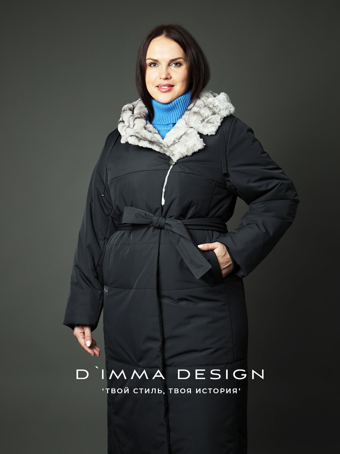DIMMA Пальто 560777 2607 Черно-серый