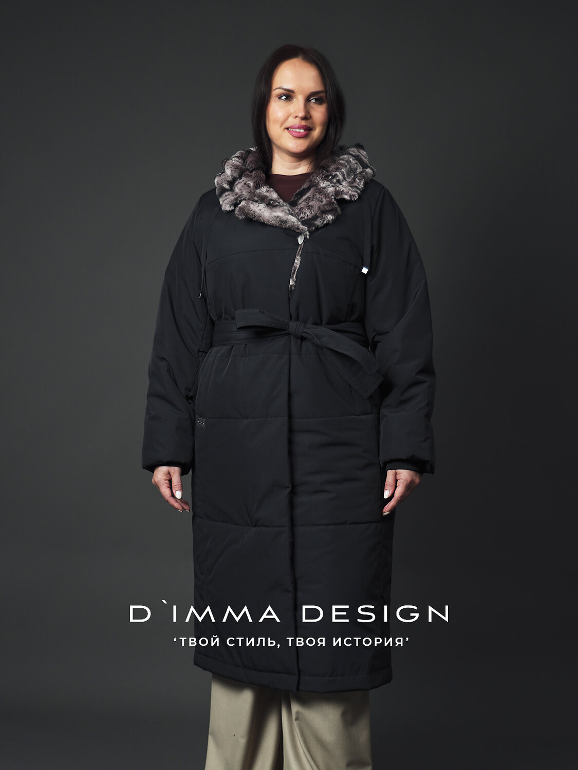 DIMMA Пальто 560781 2607 Черно-сиреневый