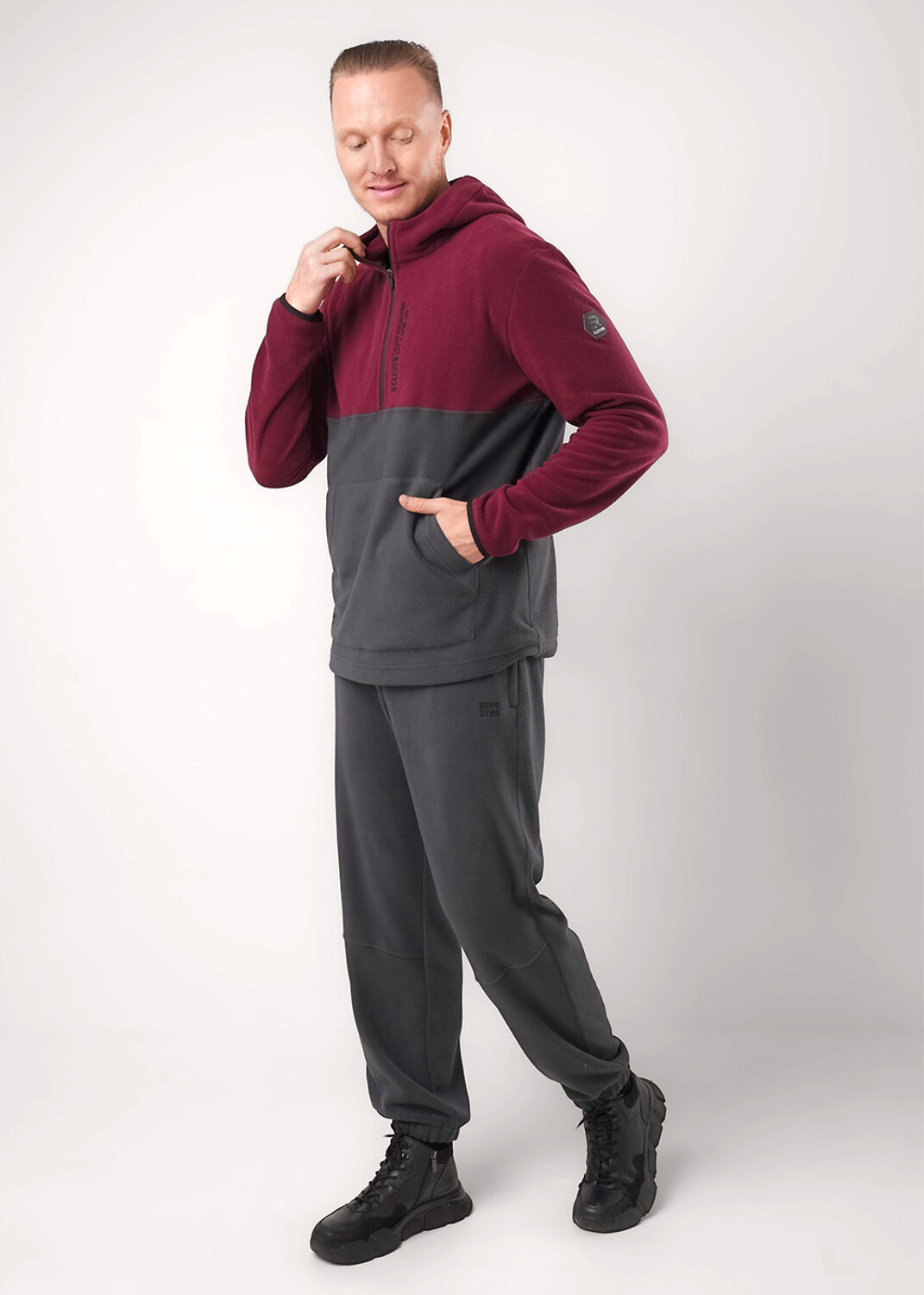 CLEVER Джемпер 560787 452595/01л т.бордовый/т.серый