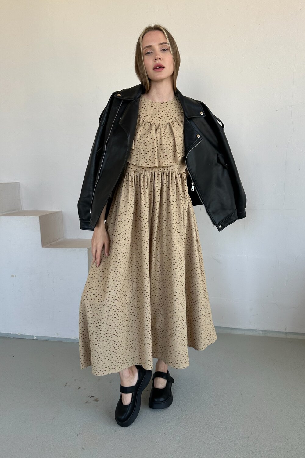RISE Платье 560845 STREET074/03 Бежевый, бордовый