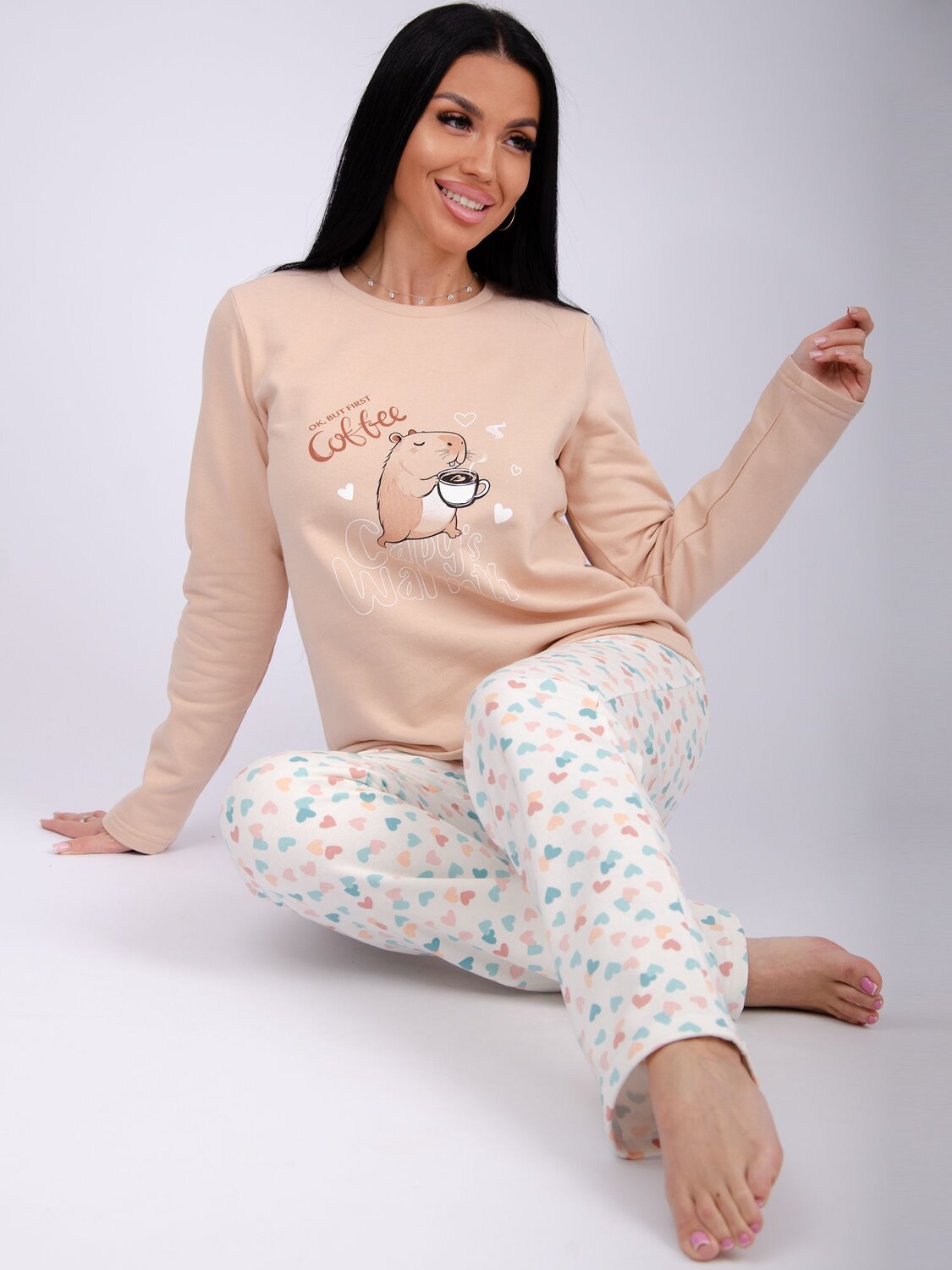 Malina Пижама 563709 3169 кофейный/белый