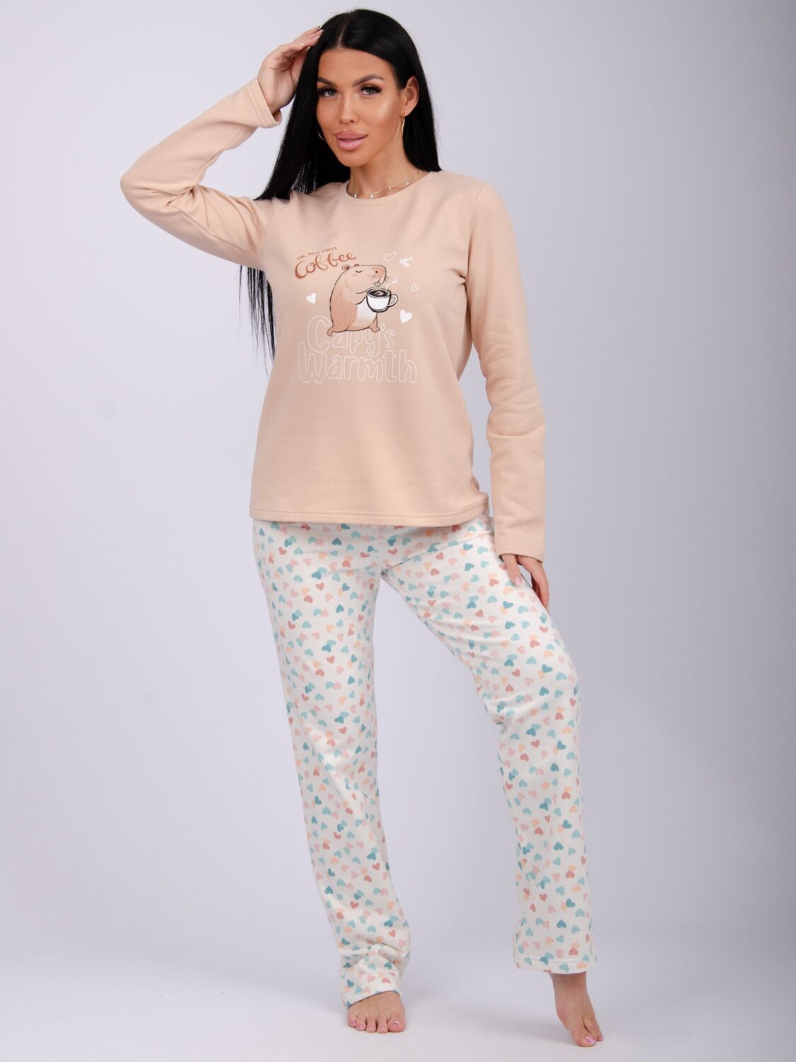 Malina Пижама 563709 3169 кофейный/белый