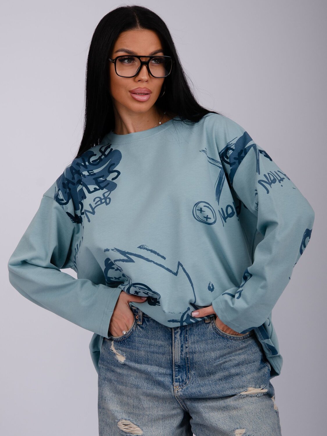 Malina Лонгслив 563713 1003т серо-голубой