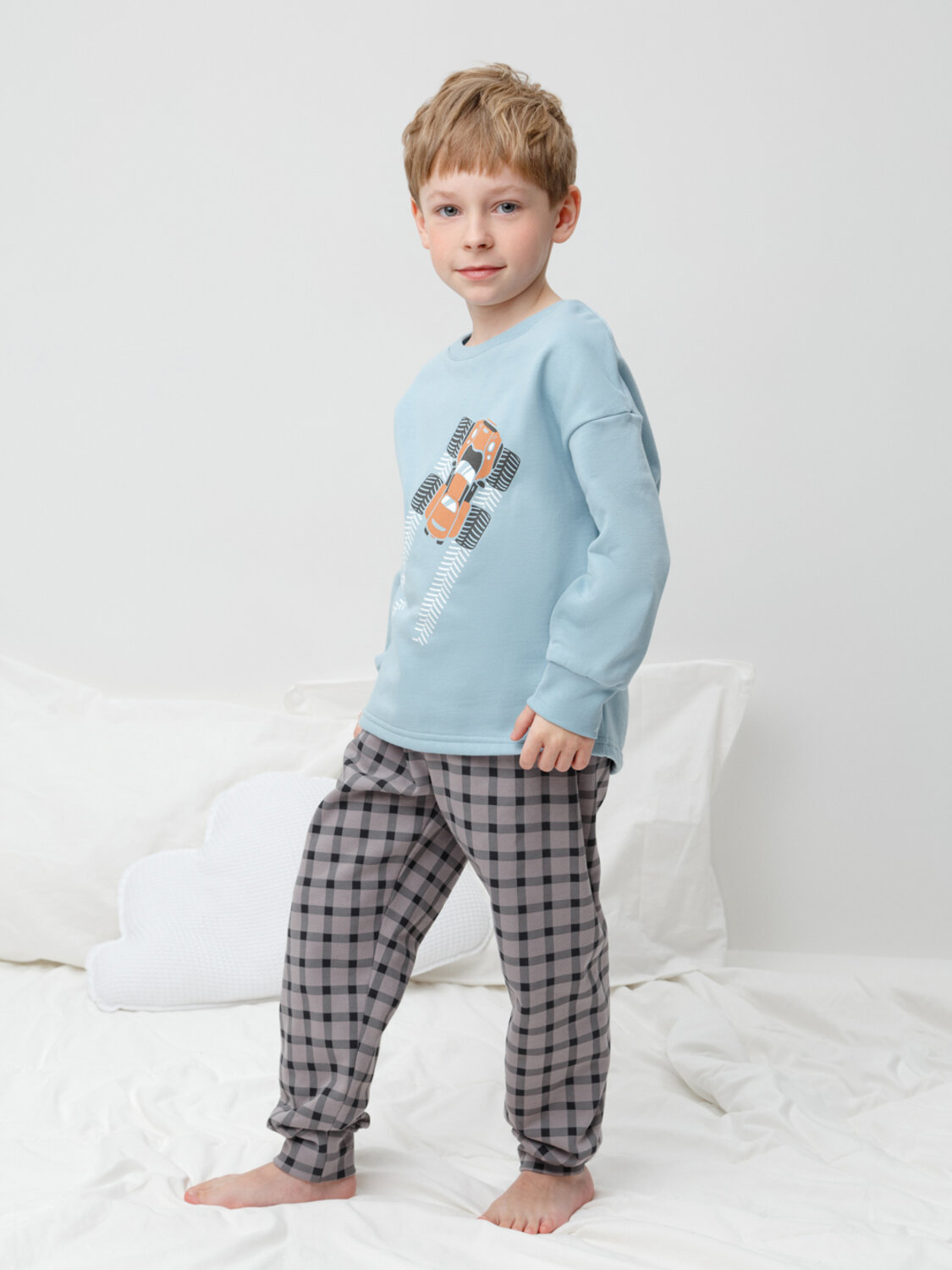 CROCKID Пижама 564958 К 1567 голубой, клетка