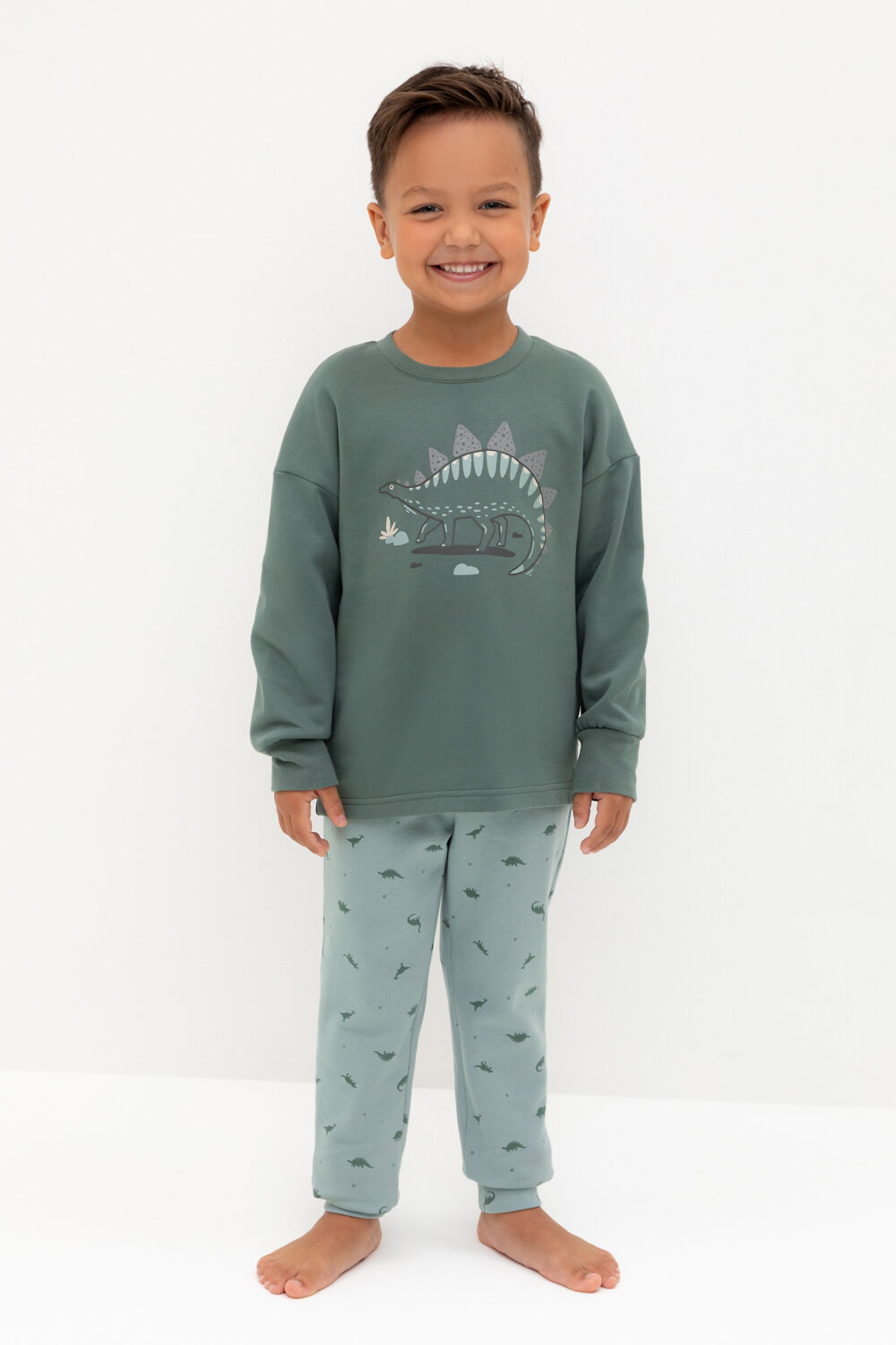 CROCKID Пижама 564959 К 1567 зеленый мох, динозавры