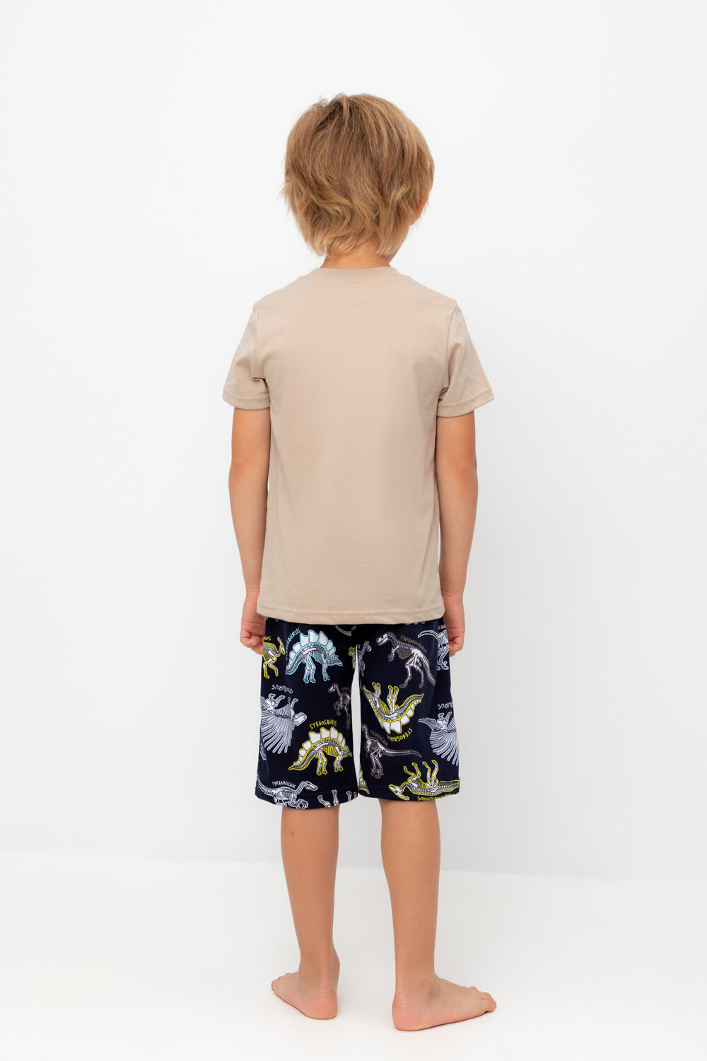 CROCKID Пижама 564962 К 1528 темно-бежевый, цветные динозавры