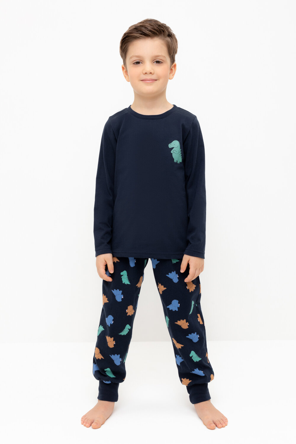 CROCKID Пижама 564964 К 1606 индиго, цветные мини дино