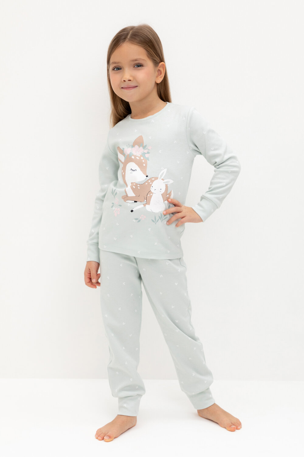 CROCKID Пижама 564970 К 1621 серое небо, мини листики